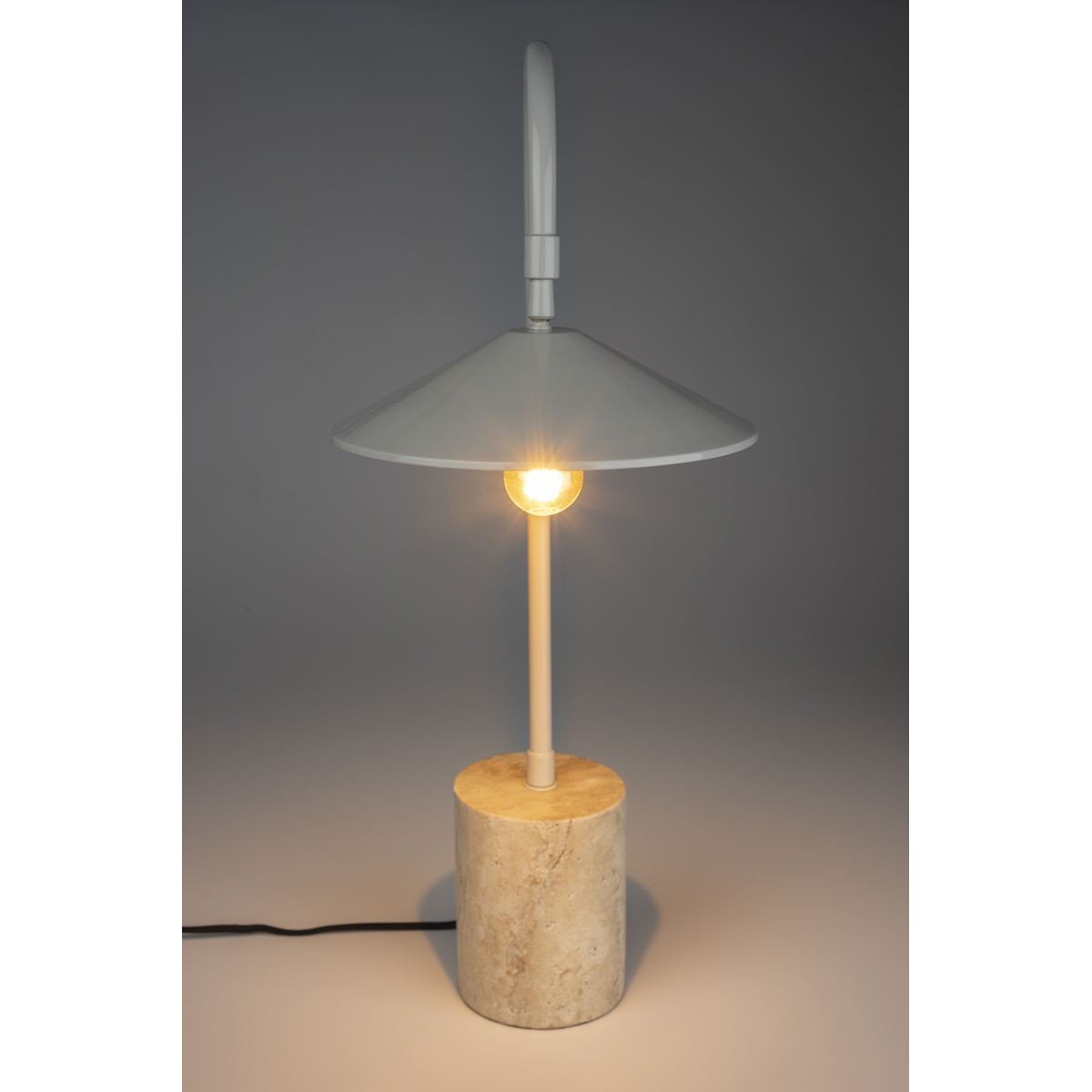 Lampe design en travertin mid century gris, BOITE A DESIGN