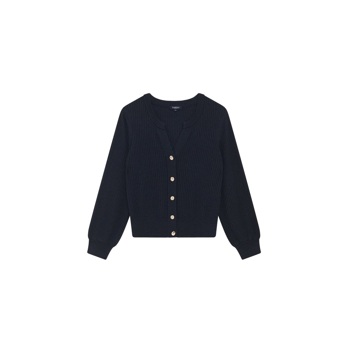 Pull droit col tunisien MBENEDICTE bleu marine, CAROLL