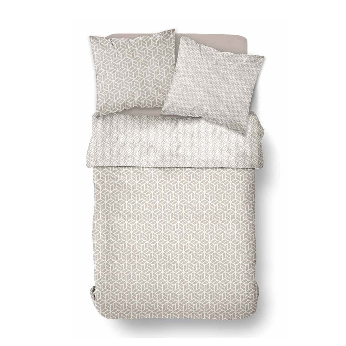 Parure de lit imprimé Graphique CRAZY MARLON beige, TODAY