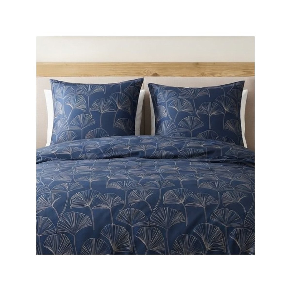 Housse de couette 2 personnes finition bouton + 2 taies 100% microfibre bleu, DECORATIE