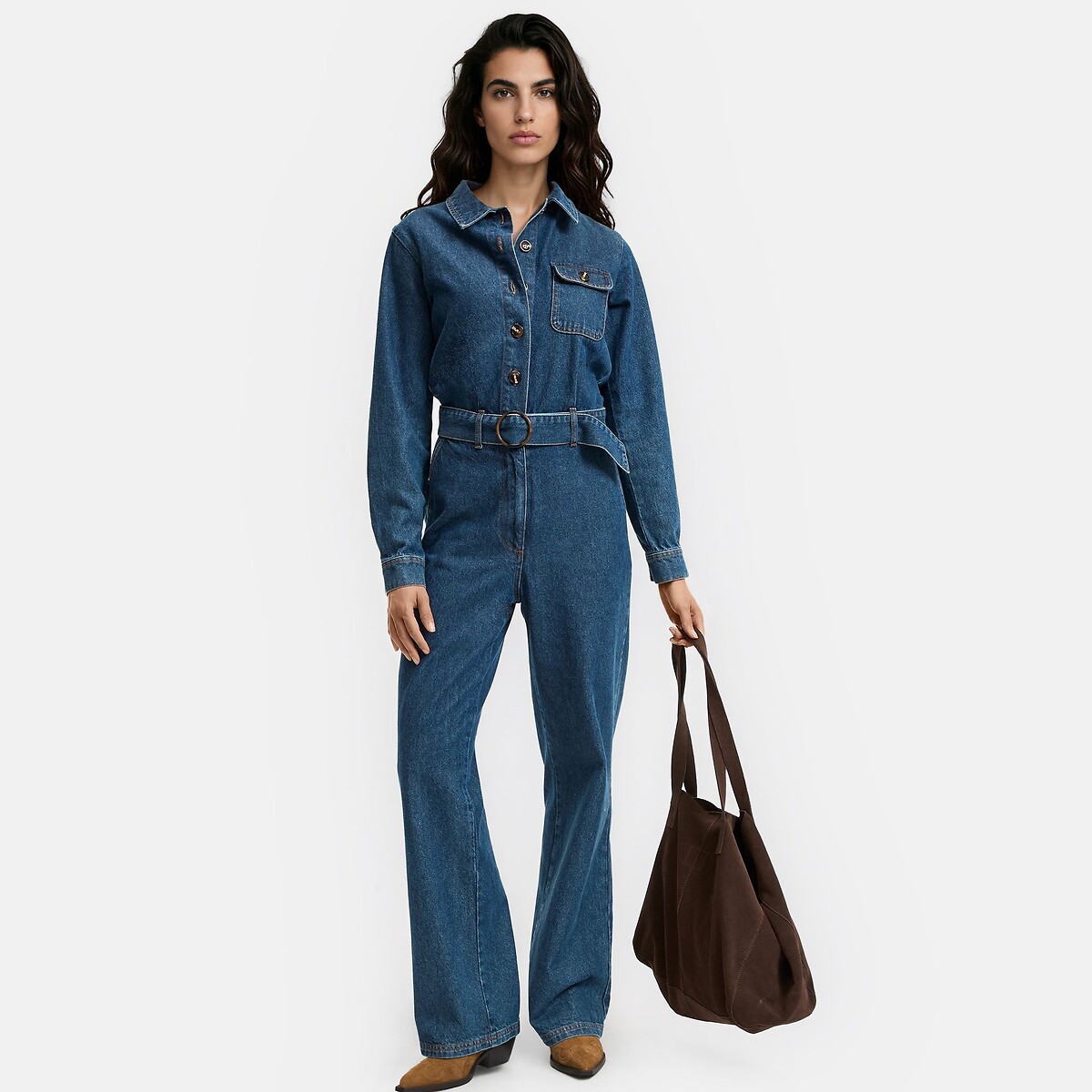 Combinaison pantalon en denim, Signature ERYN indigo, LA REDOUTE COLLECTIONS