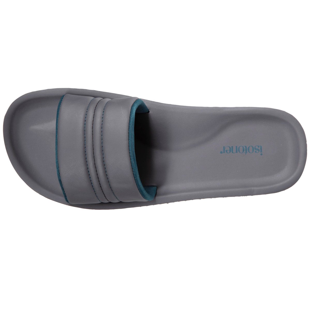 Mules claquettes très confortables, bandeau coloré gris, ISOTONER