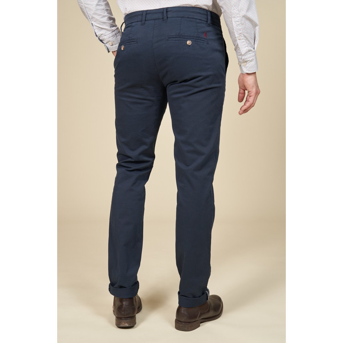 Chino gabardine uni slim bleu marine, MCS
