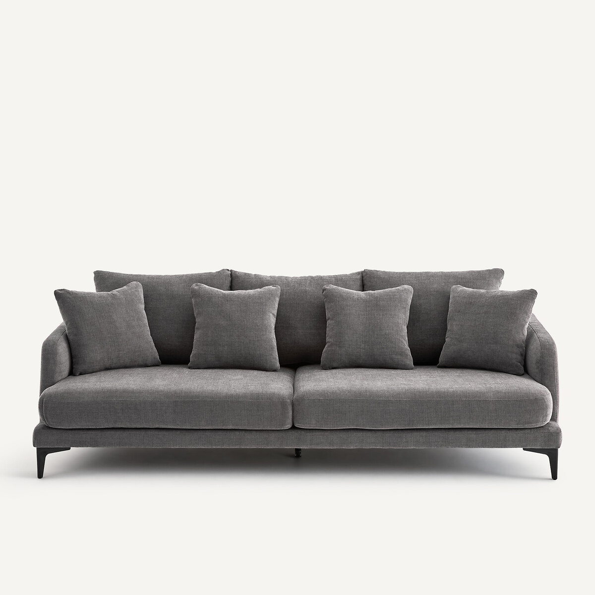 Canapé droit, 3 ou 4 places, en polyester et coton, MODERNISTE gris stone, EMMANUEL GALLINA X AM.PM