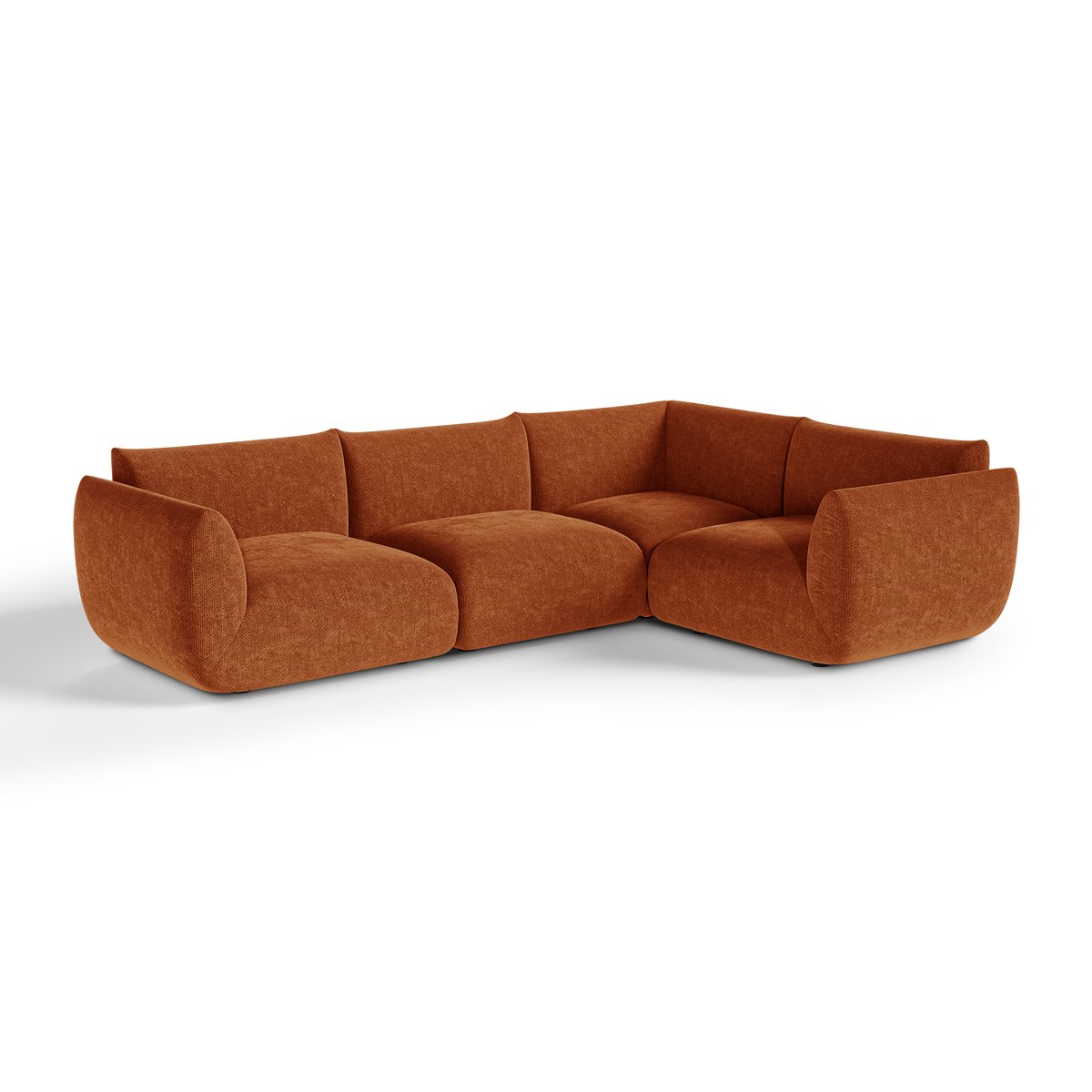 Canapé d'angle droit modulable 6 places en velours chenillé NOOMA terracotta, SIA HOME