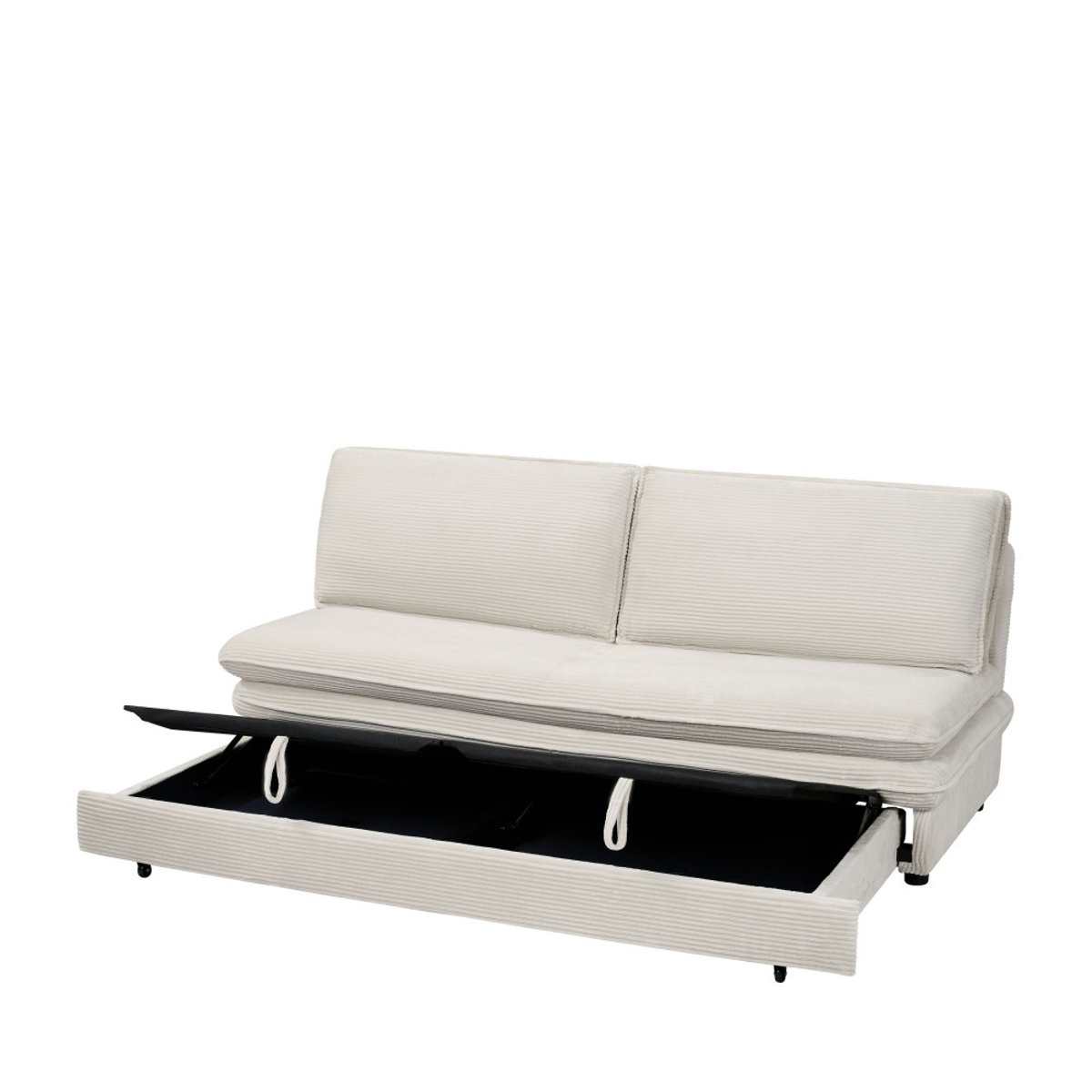 Canapé convertible 3 places en velours côtelé- NODY beige, DRAWER