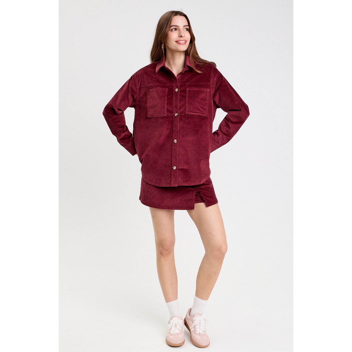 Chemise oversize en velours bordeaux, CACHE CACHE