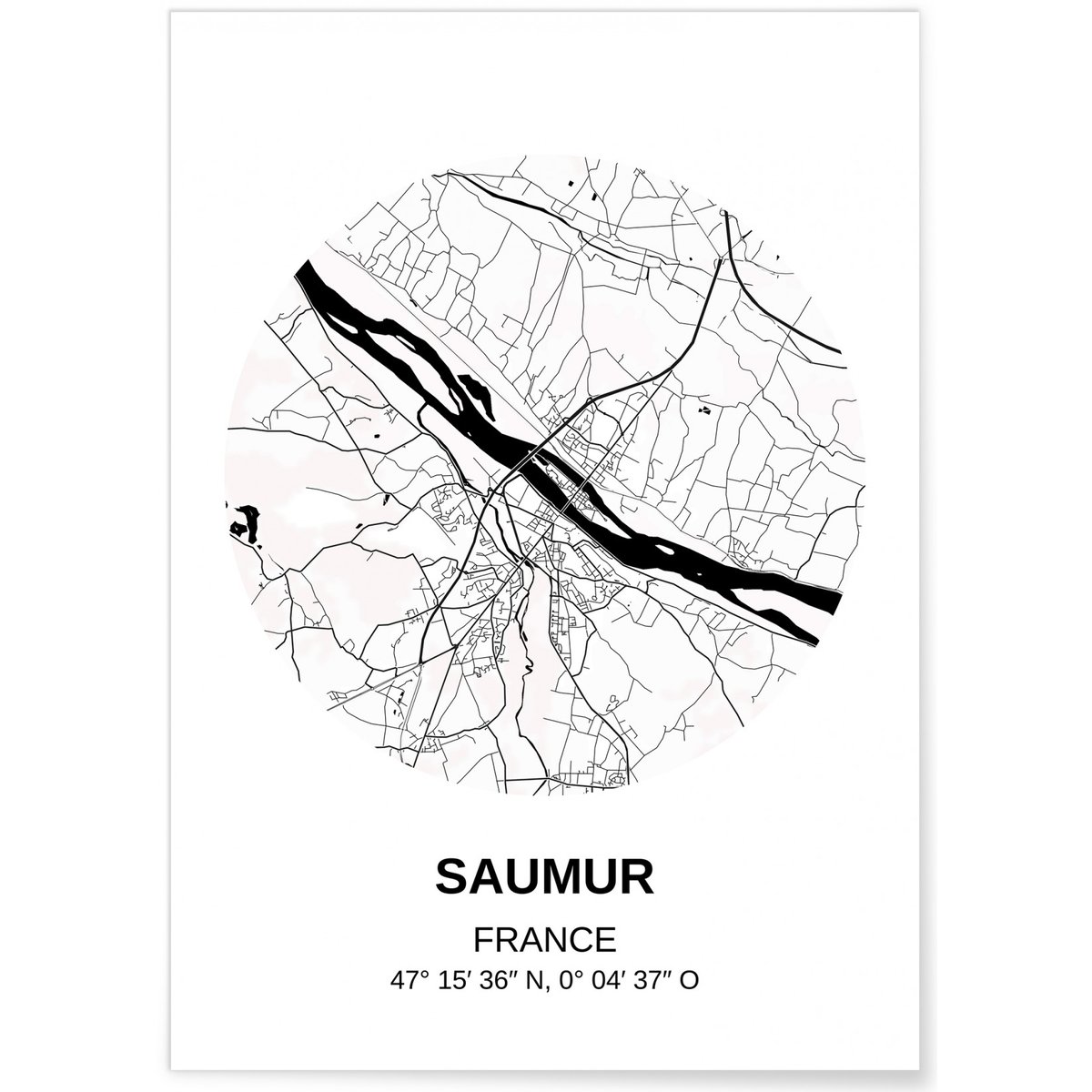Affiche Carte Saumur blanc, L'AFFICHERIE