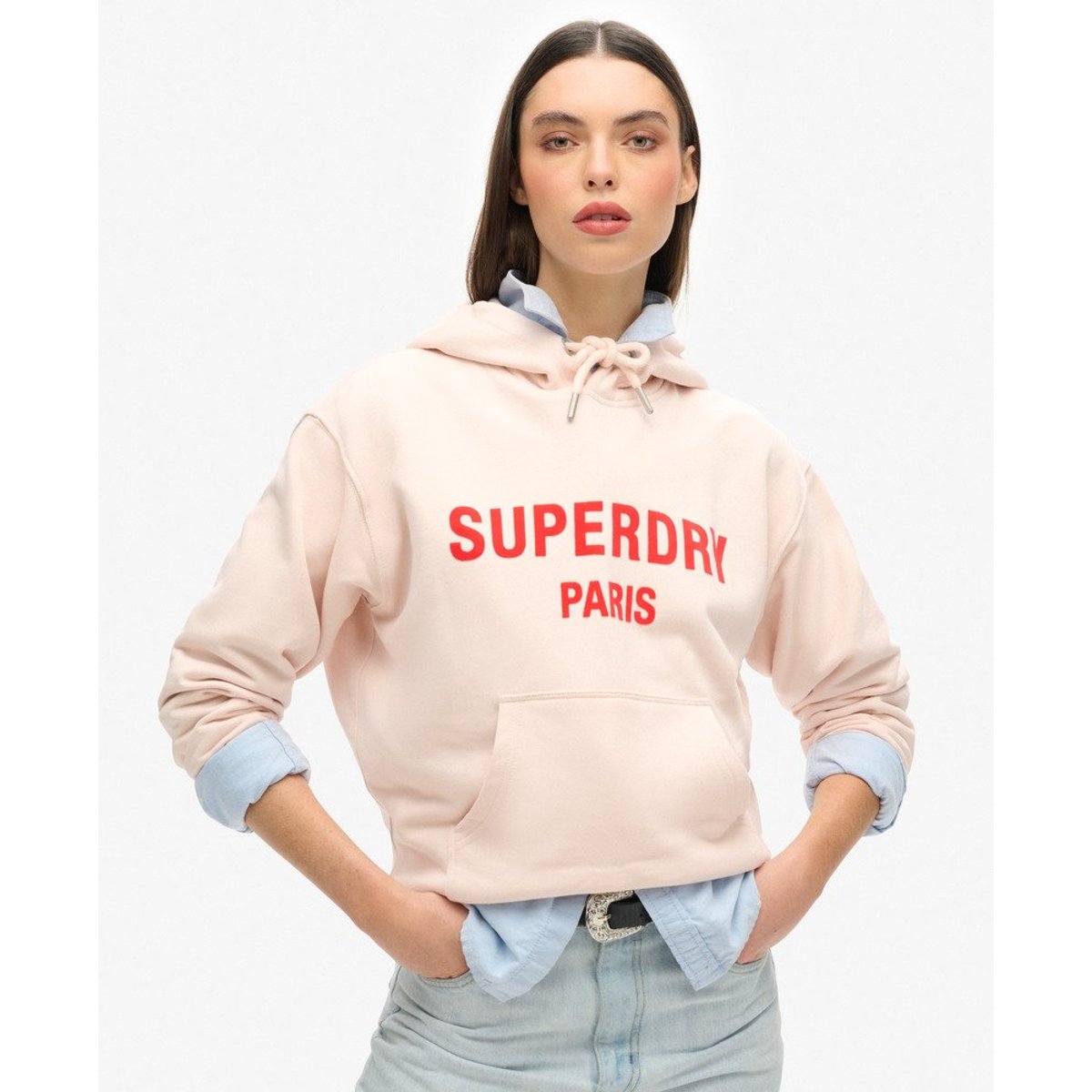 Sweat à capuche ample Sport Luxe rose mauve matinal, SUPERDRY