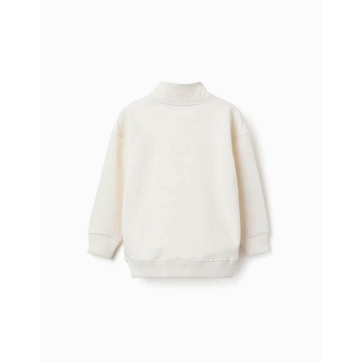 Sweat en molleton avec col montant et imprimé blanc, ZIPPY