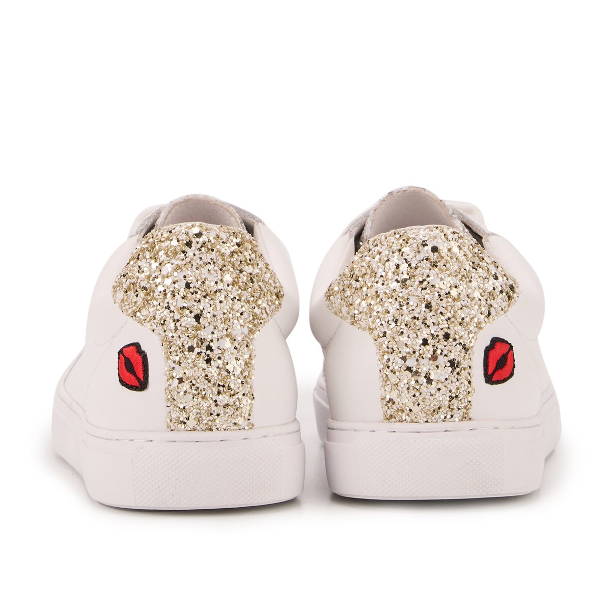 Baskets En Cuir Simone Glitters blanc, BONS BAISERS