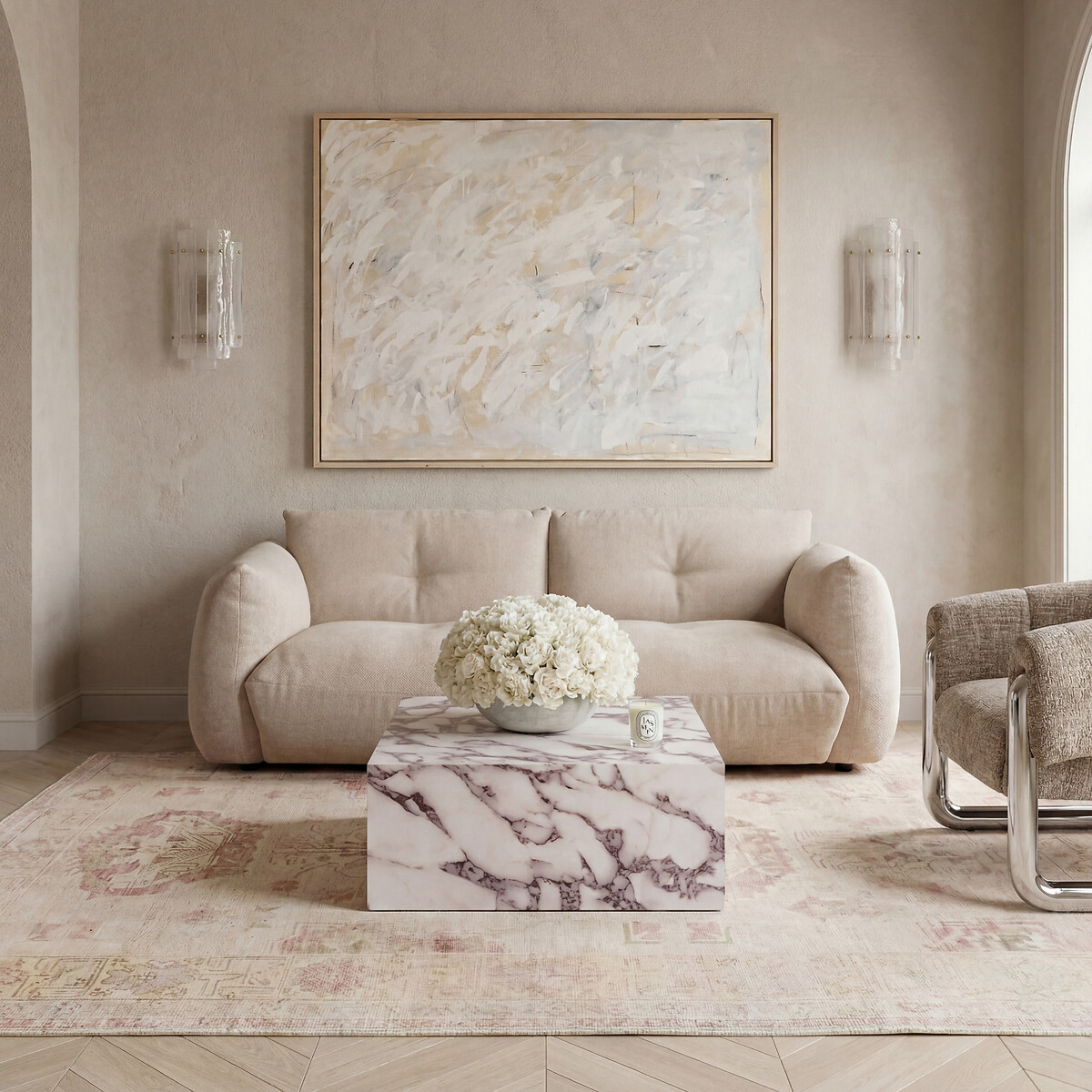 Serafina Square Calacatta Faux Marble Coffee Table marble white, ÉDITÉ
