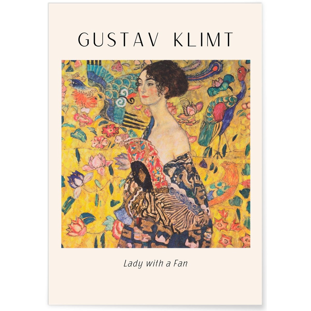 Affiche Gustav Klimt « Lady with a fan » blanc, L'AFFICHERIE