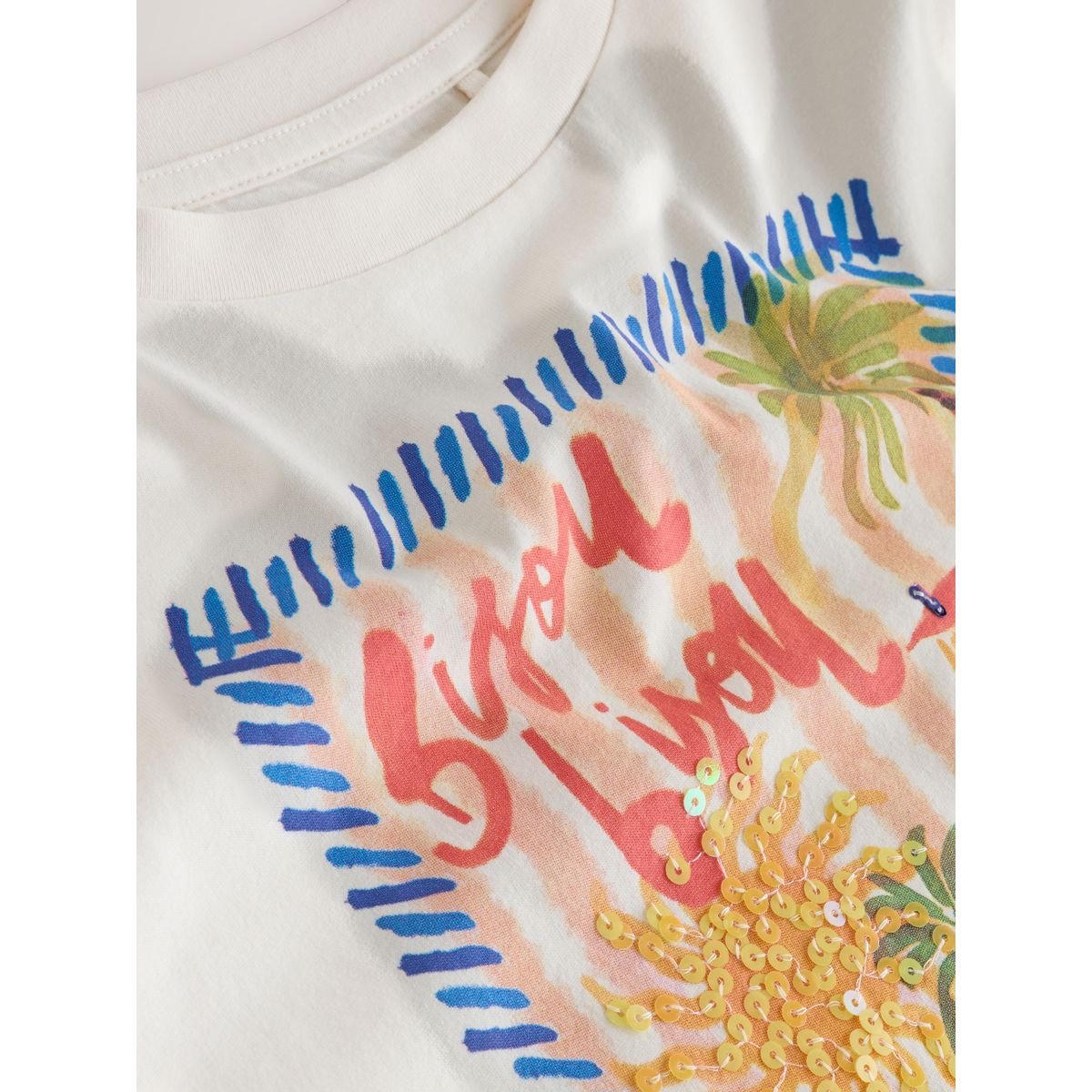 T-shirt droit oversize orné de perles écru bisou, NEXT