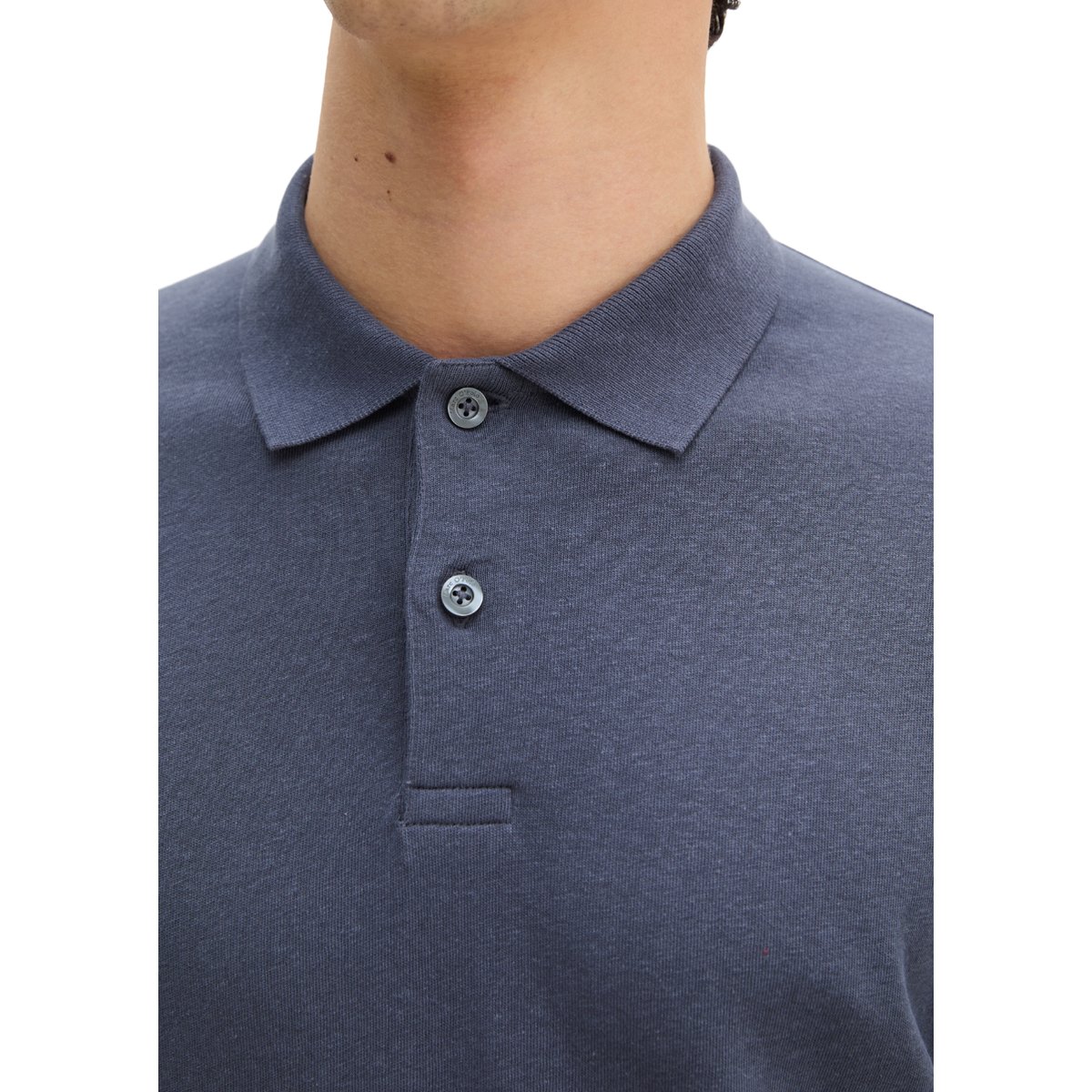 Polo à manches longues regular en coton et lin mélangés gris foncé, MARC O'POLO