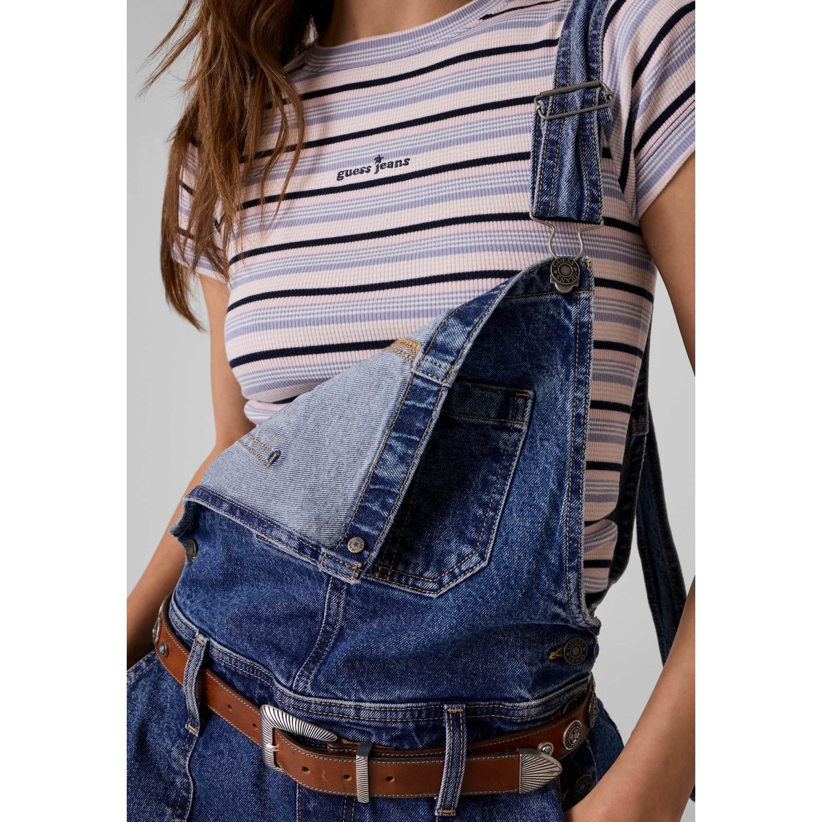 T-Shirt Rayé blau multi, GUESS