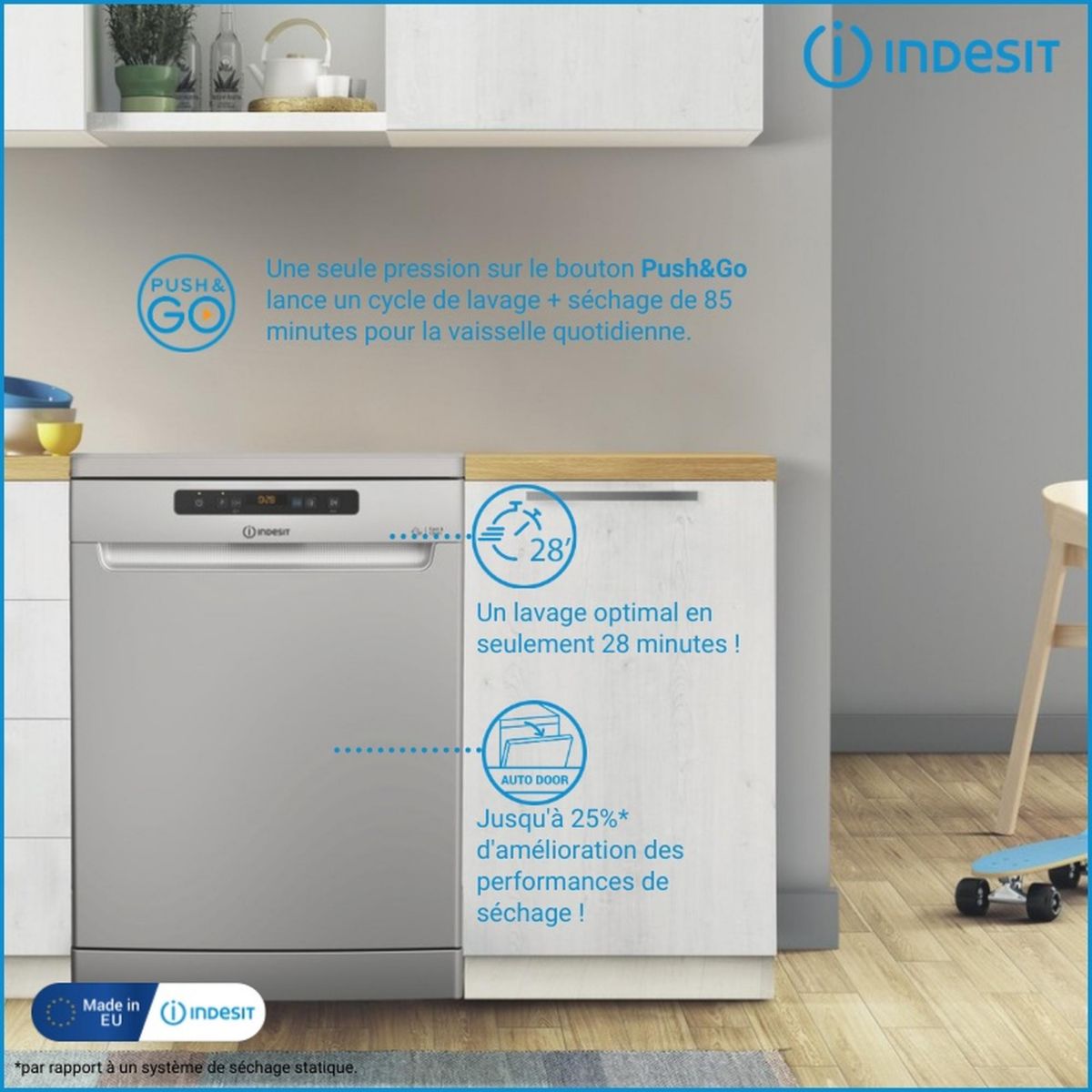 Lave vaisselle 60 cm I3FD654S couleur unique, INDESIT