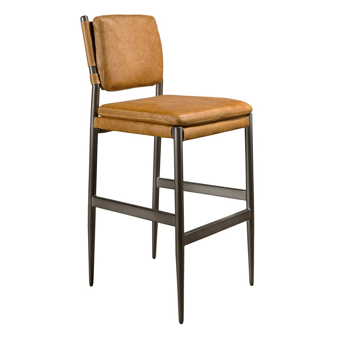 Tabouret en cuir marron marron | acier foncé, ANGEL CERDA