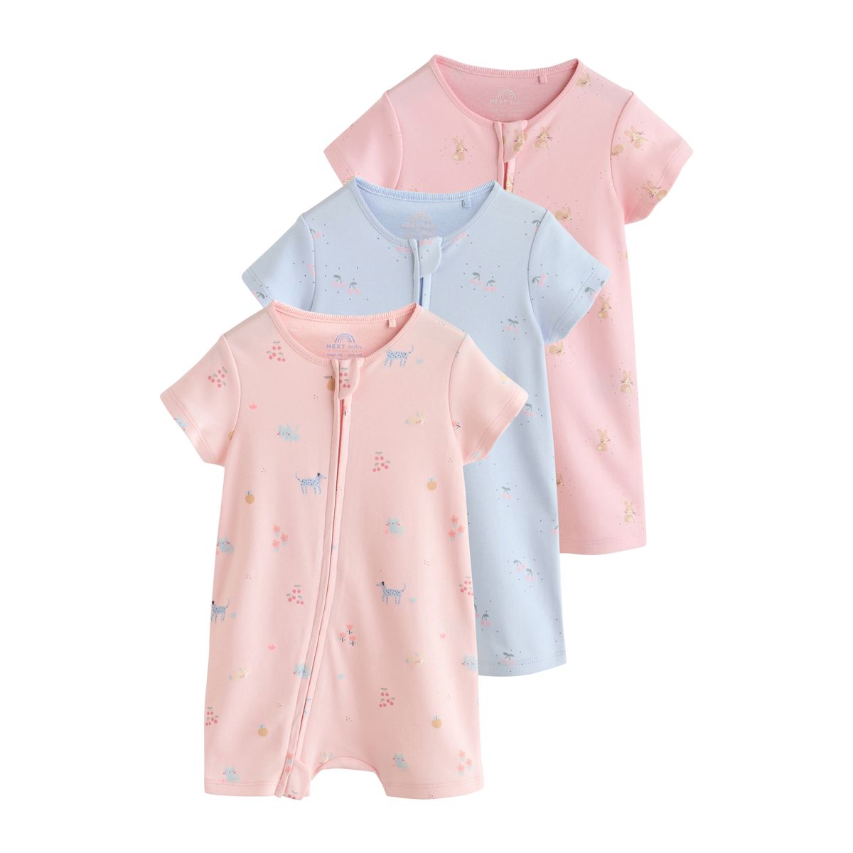Barboteuse zippée double sens, lot de 3 rose/bleu, NEXT