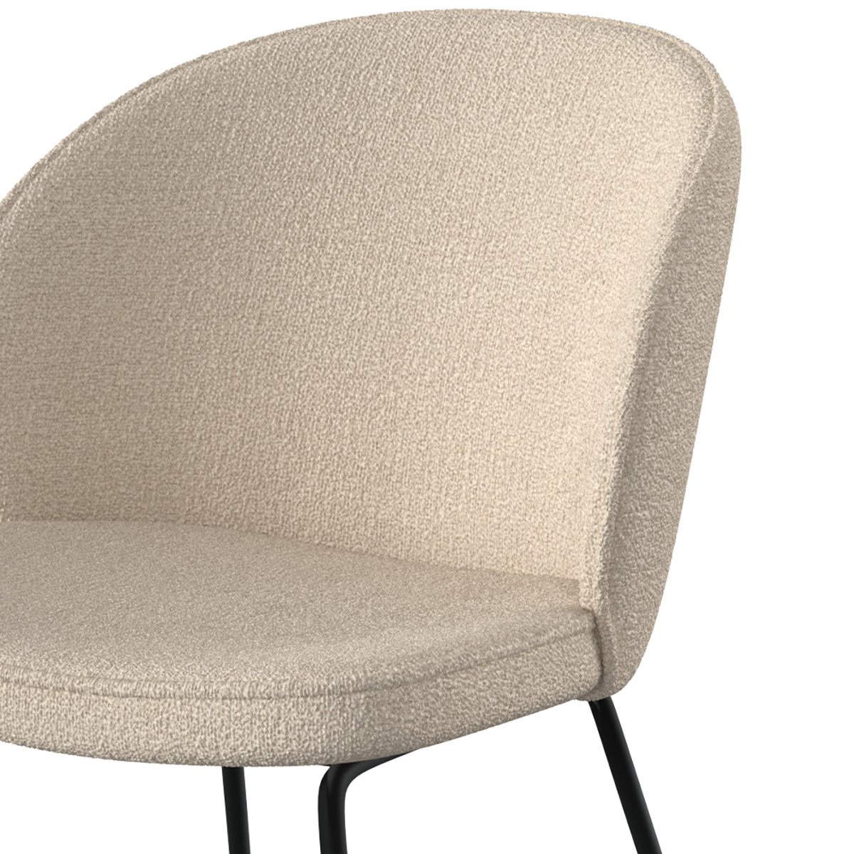 Lot de 2 chaises en tissu bouclette et pied en métal - GROOM beige, MAISON PAVANE