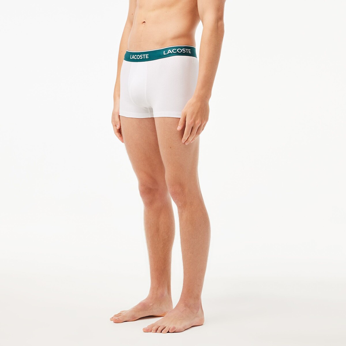 Set di 3 boxer tinta unita, cotone elasticizzato nero + grigio + bianco, LACOSTE