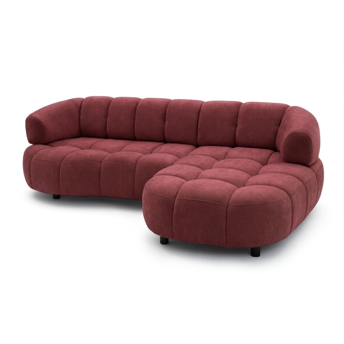 Canapé d'angle convertible 3 places en tissu lisse, LOVELY rouge, BOBOCHIC