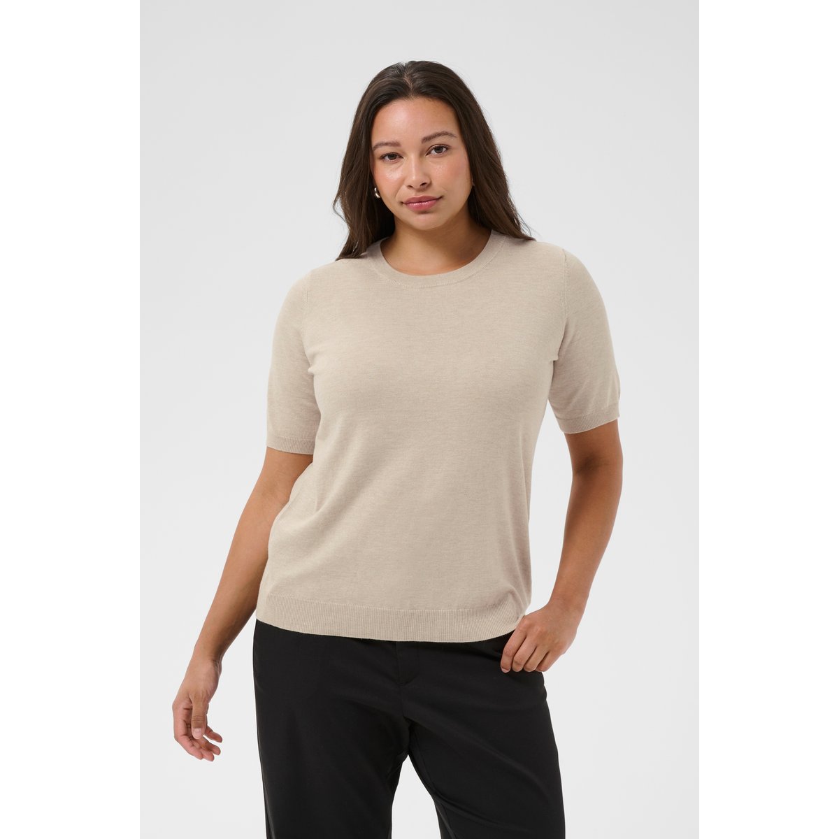 Pullover tricoté beige feather gray melange, KAFFE CURVE