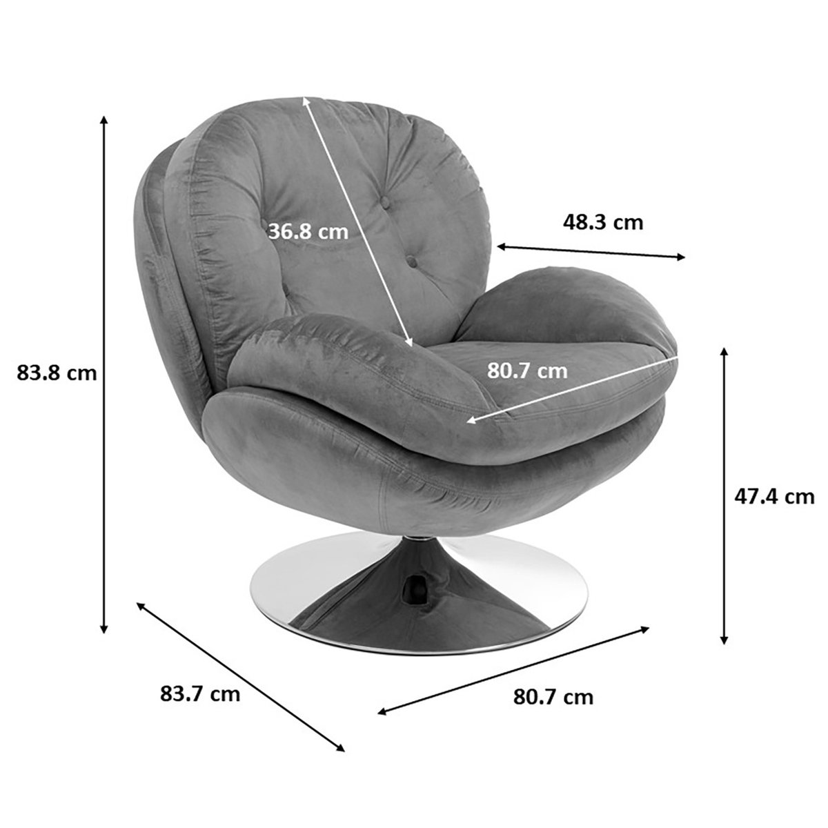 Fauteuil en polyester et acier, COSY beige, KARE DESIGN