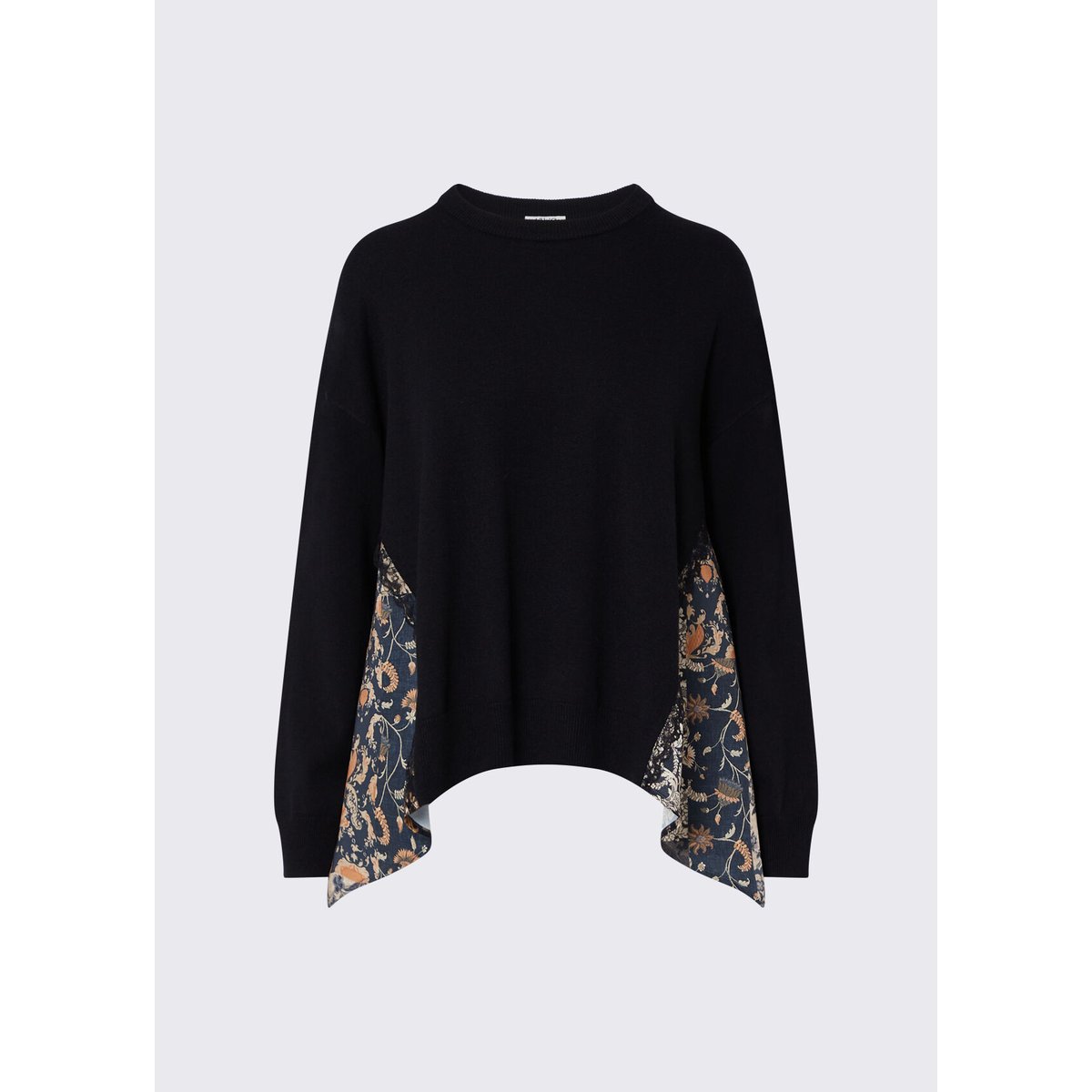 Pull avec inserts en satin noir et beige, LIU JO