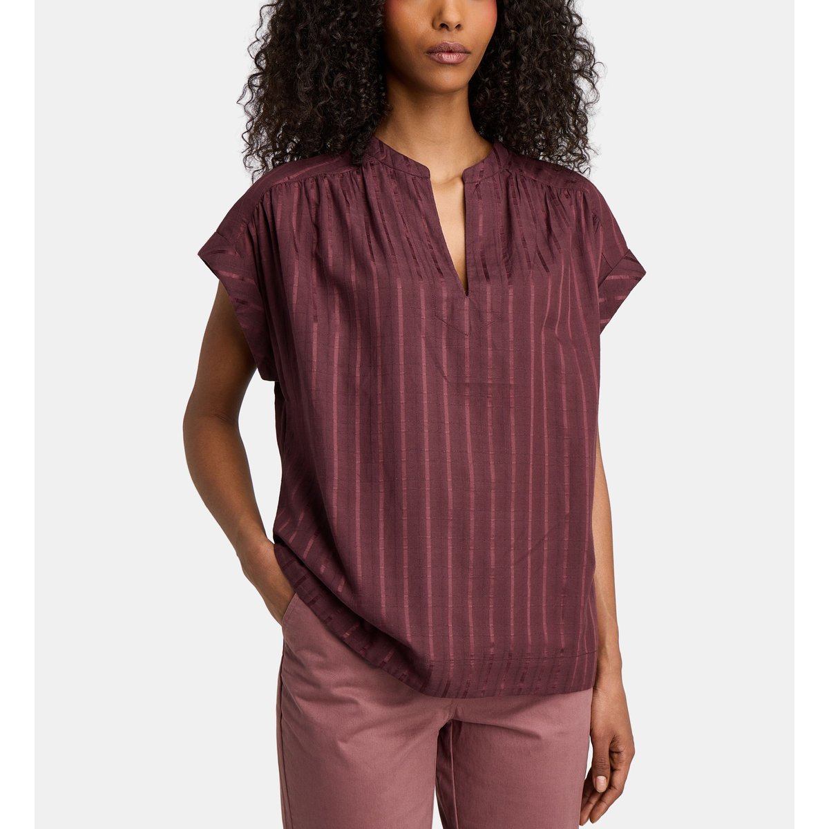 Tunique neve doby en coton violet aubergine, JODHPUR