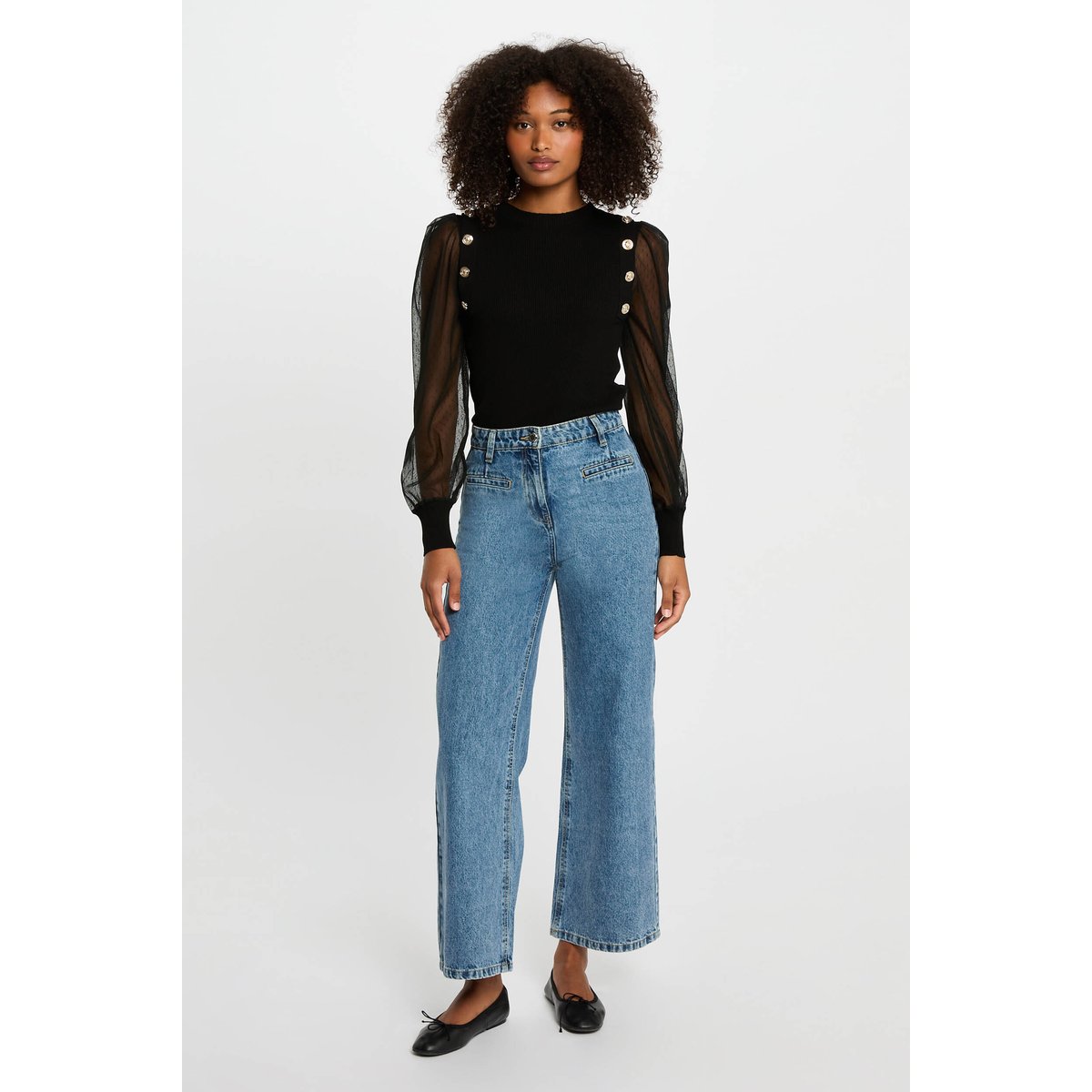 Pull col montant noir, MORGAN
