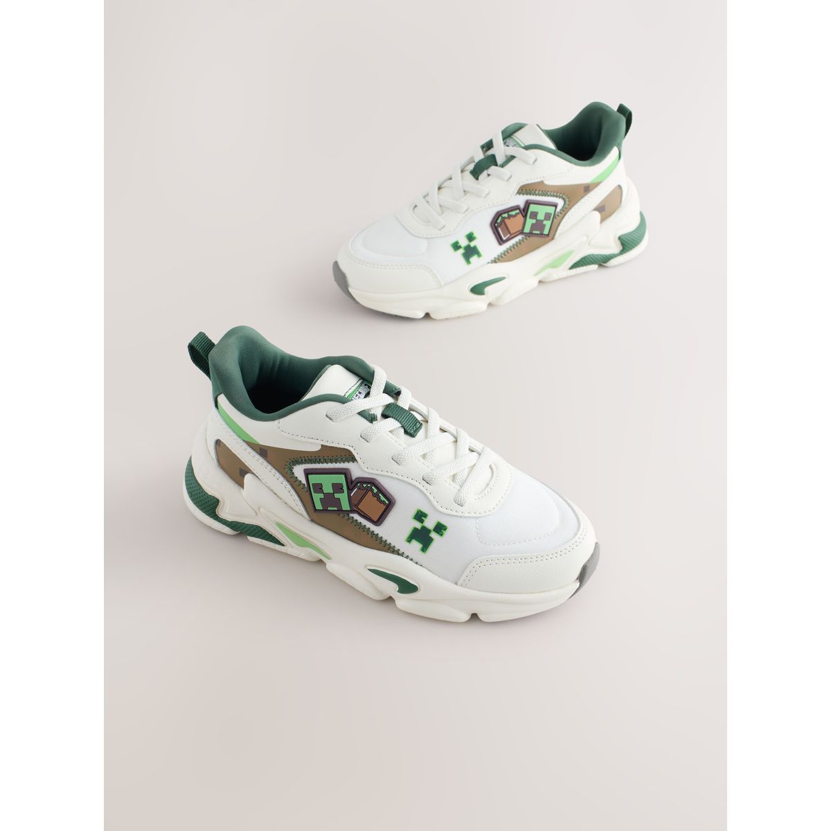 Baskets à lacets élastiques minecraft blanc, NEXT