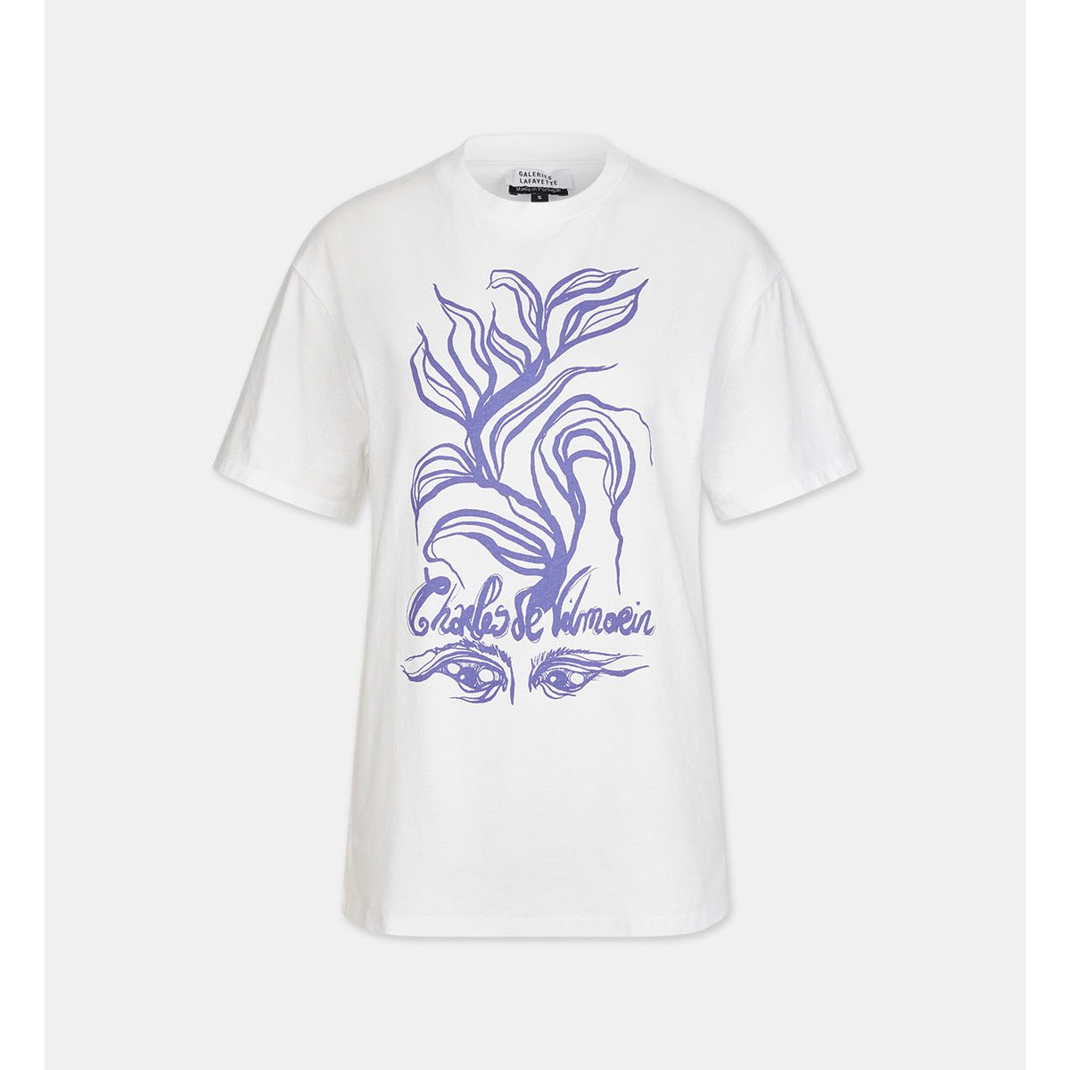 T-shirt droit imprimé blanc et violet, GALERIES LAFAYETTE