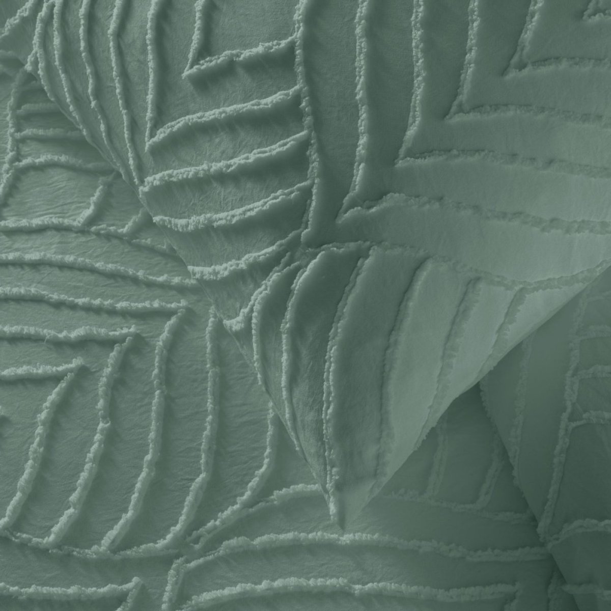 Housse de couette 240x220 + 2 taies tuftée Cèdre vert, DECORATIE