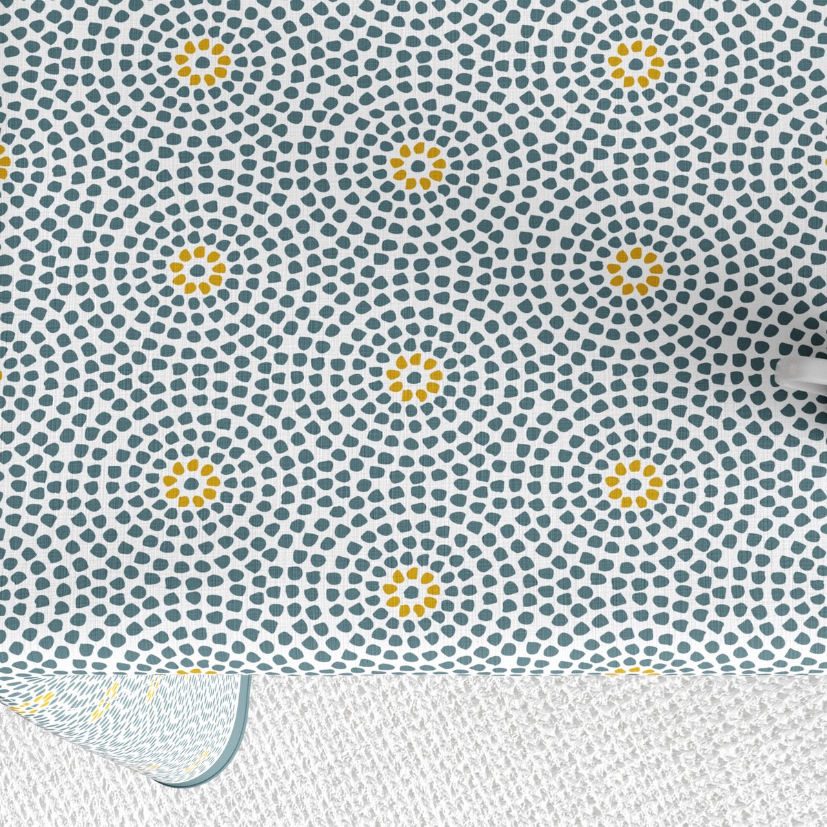 Nappe rectangulaire anti tache Coton Patio Eau jaune, EDEN