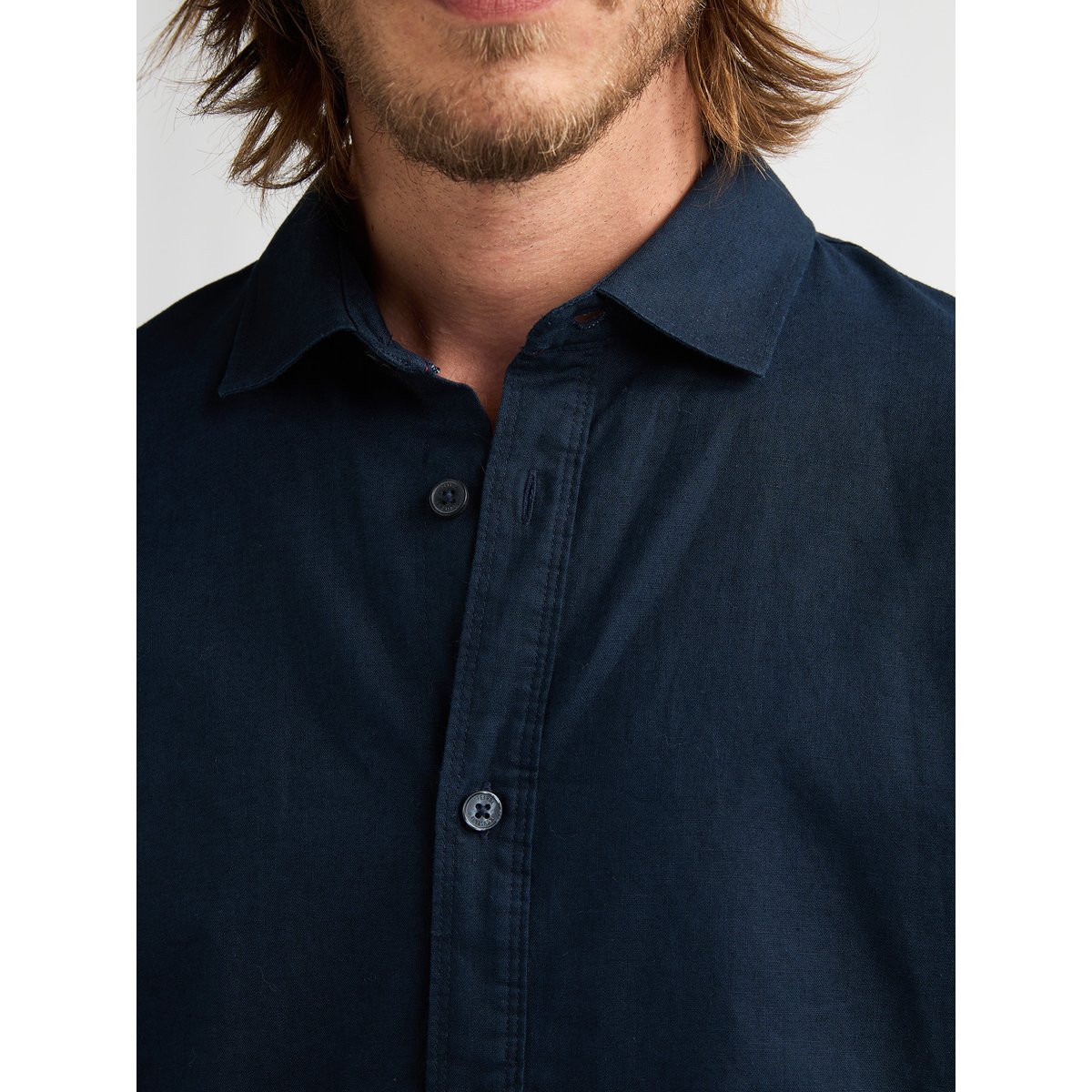 Chemise en mélange de lin uni canyonero bleu navy blue, PETROL INDUSTRIES