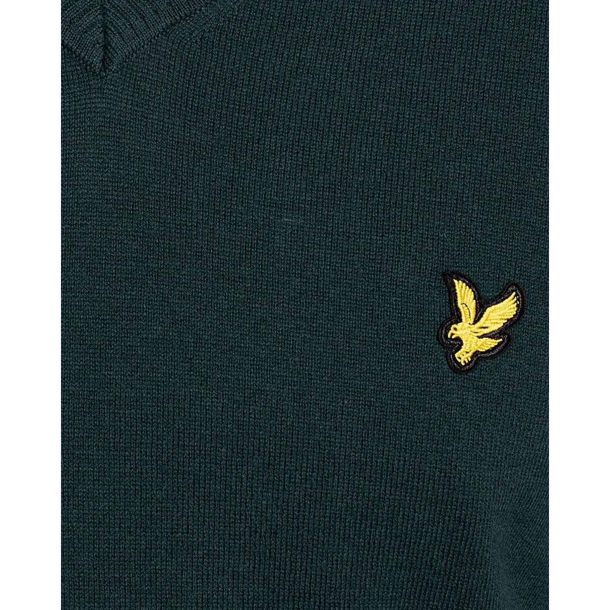 Pull en mélange de coton col V vert mediterranea, LYLE & SCOTT