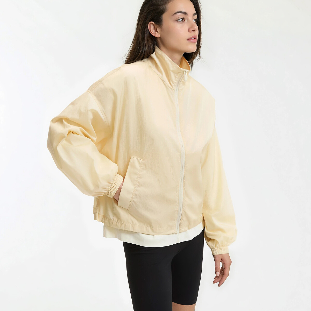 Blouson coupe-vent court zippé beige, LA REDOUTE COLLECTIONS