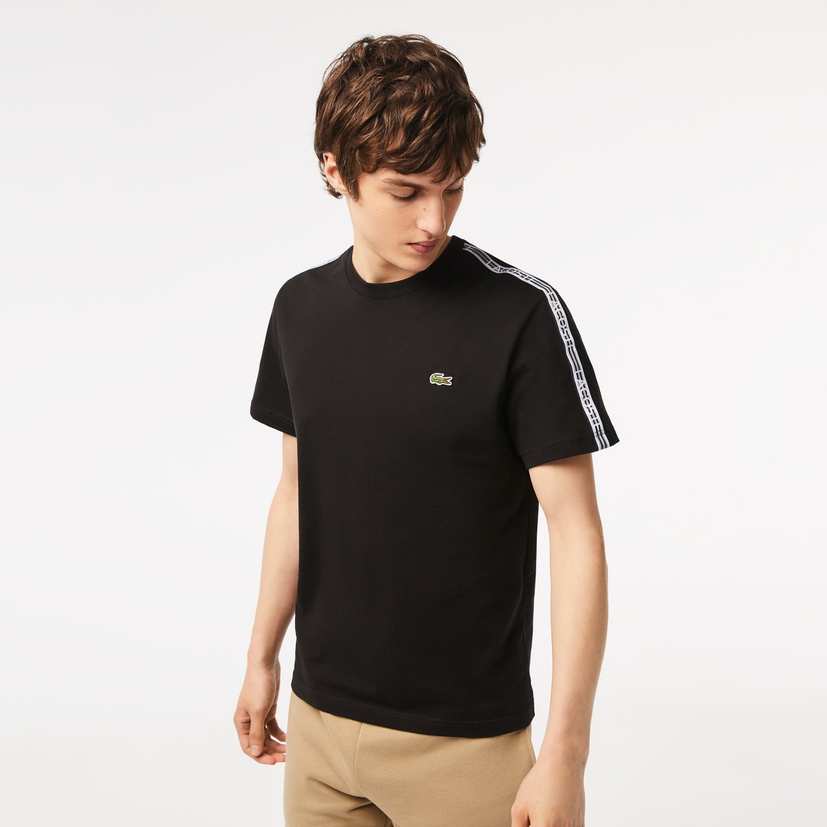 T-shirt regular fit avec bandes siglées contrastées noir-031, LACOSTE