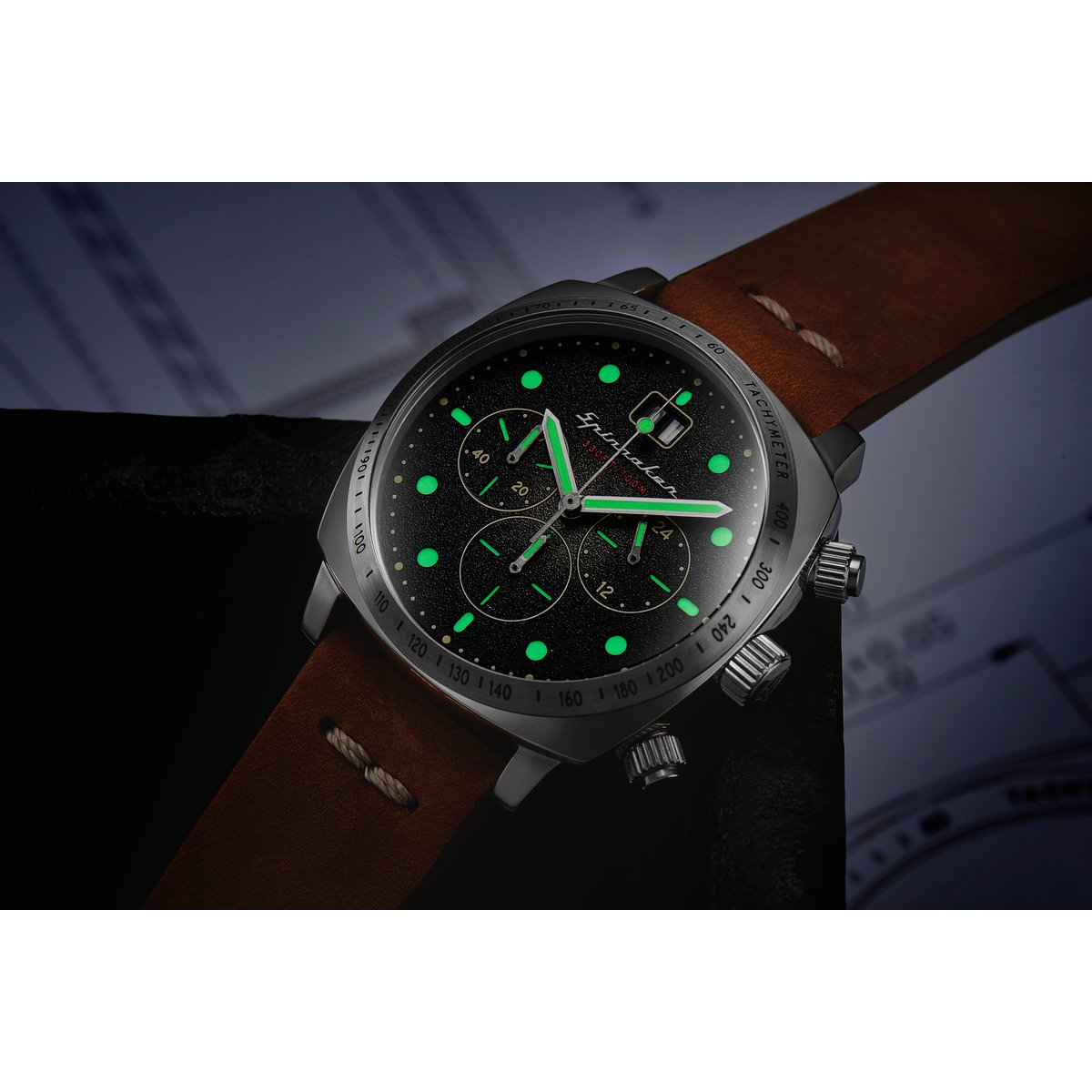 Montre Analogique  HULL argenté bleu marron, SPINNAKER