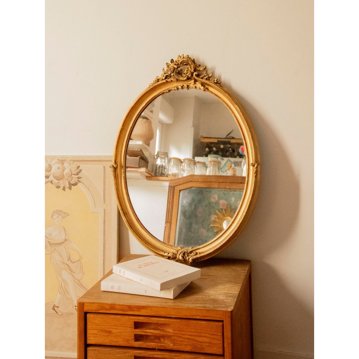 Miroir ancien au cadre doré Georges N°1417 - Bon état doré, DEBONGOUT