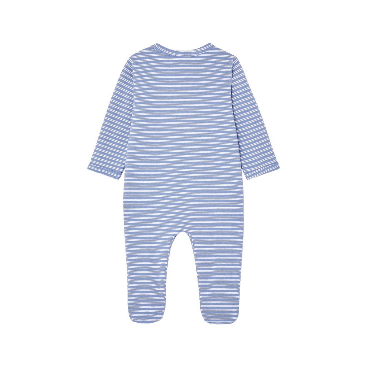 Lot de 3 pyjamas en jersey ouverture zippée BASICS bleu chambray, VERTBAUDET