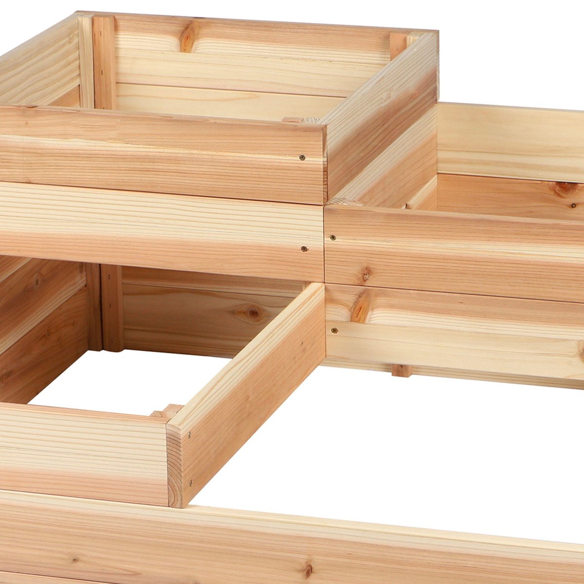 Carré potager en bois 4 niveaux 80x80x37.5cm bois, SUNNYDAYS