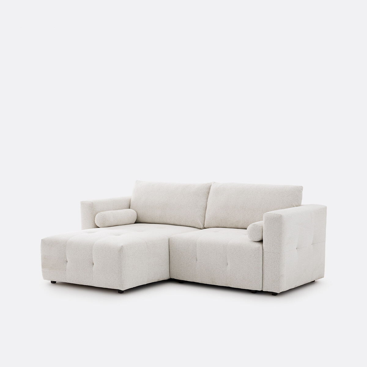 Umkehrbares Ecksofa, umwandelbar, 3-Sitzer, aus melierter Chenille, MASI ecru, LA REDOUTE INTERIEURS
