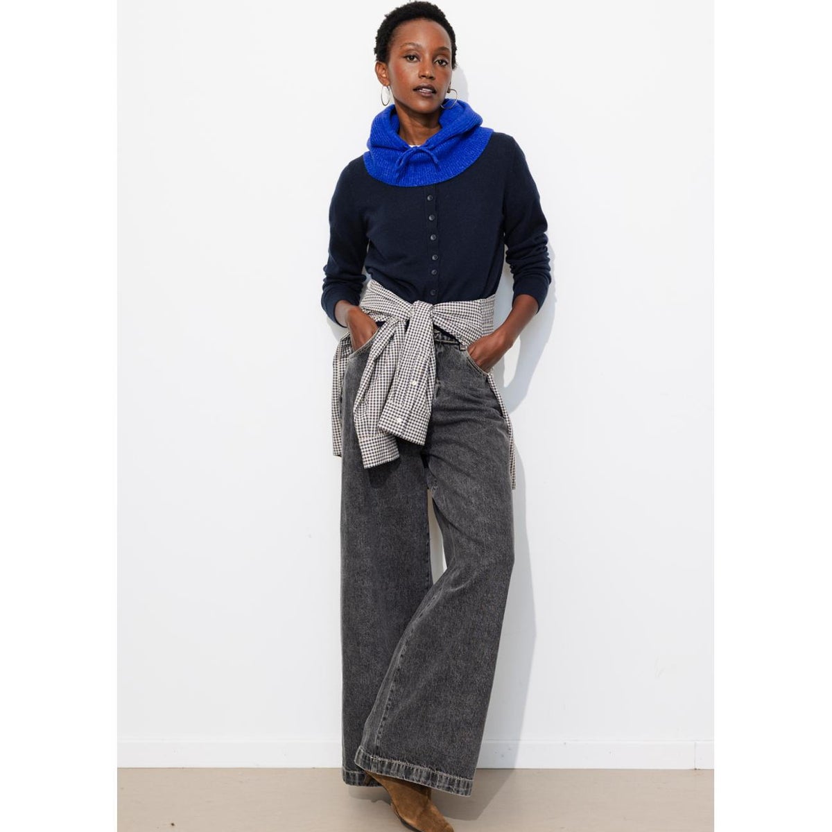 Cardigan en laine mélangée marine, PROMOD