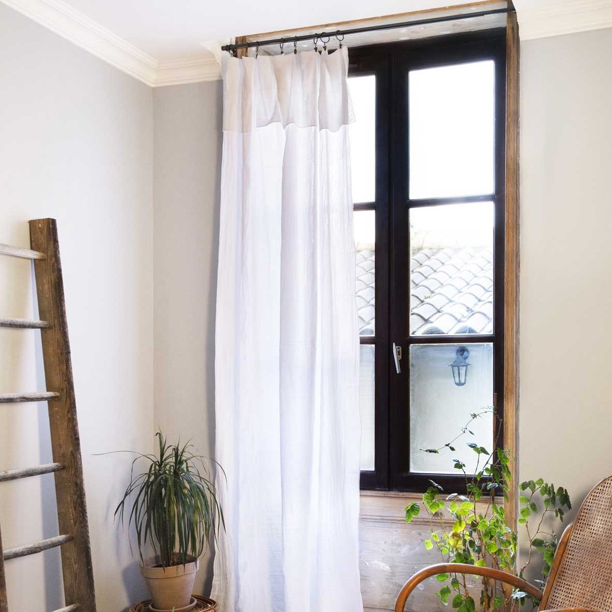 Rideau ajustable + 8 anneaux pince collection Gaia chantilly, EDEN