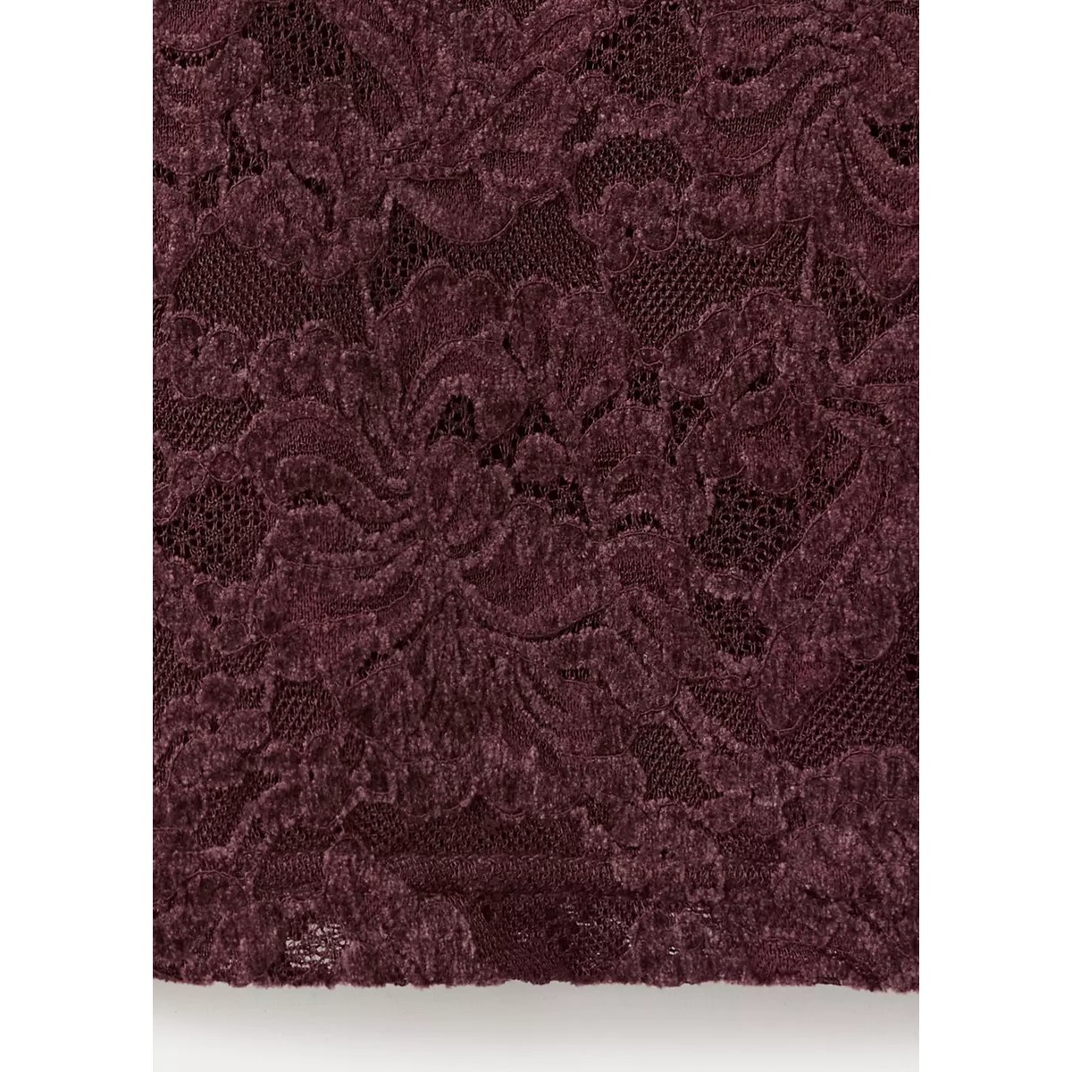Top col bateau en dentelle florale bordeaux, MANGO