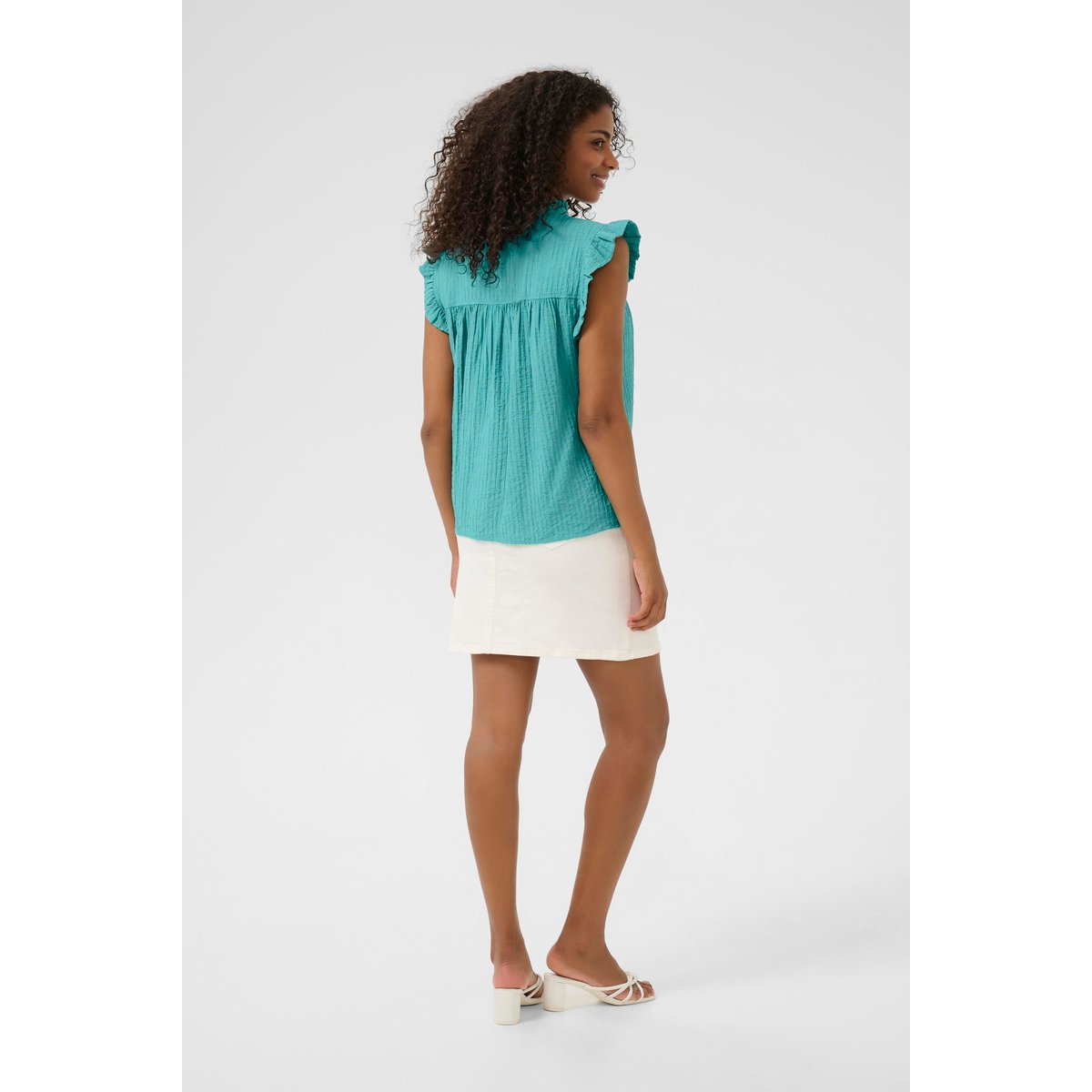 Sleeveless blouse bleu teal, KAFFE