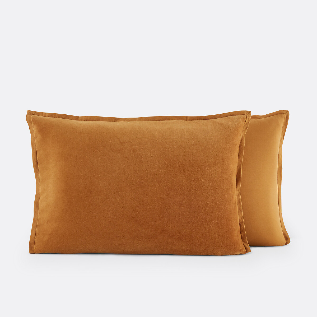 Funda de almohada con dos caras en terciopelo/algodón lavado Noria bronce , LA REDOUTE INTERIEURS