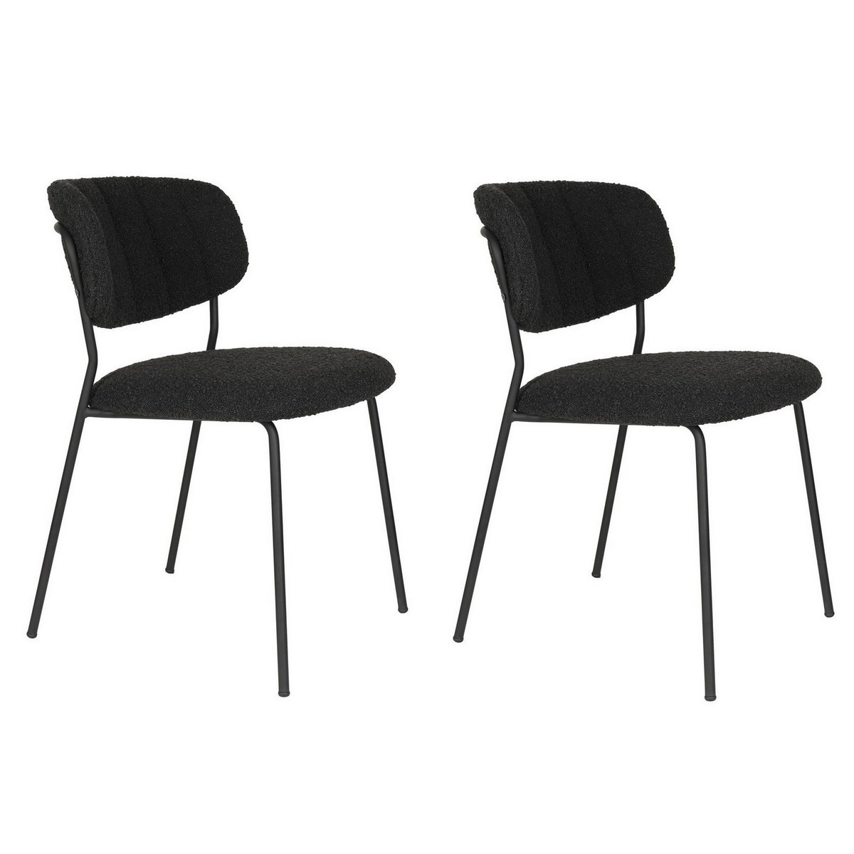Lot de 2 chaises en tissu bouclé - noir, MATHI DESIGN